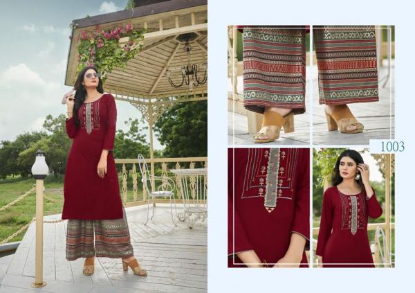 Vitara Heartloom Rayon Designer Embroidery Kurti With Plazzo 